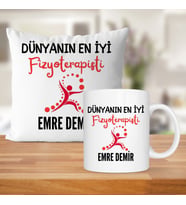 Dünyanın En İyi Fizyoterapisti Baskılı Kişiye Özel Kupa Bardak Ve Saten Yastık