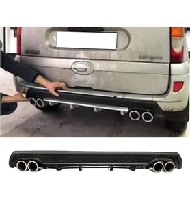 Renault Kangoo Siyah Difüzör Çiftli Yuvarlak Egzoz Görünümlü D Tip Difizör