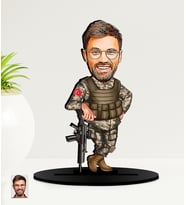 Kişiye Özel Asker  Karikatürlü  Mdf Biblo (Çok Renkli)