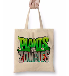 Plants ve Zombies Logo Bez Çanta Uzun Saplı