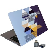 Huawei MateBook D15 Kılıf (15,6 inç) Geometrik Desenli Sert Kapak Laptop Koruyucu İnce ve Hafif Tasarım Siyah
