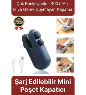 Çok Fonksiyonlu Isıya Gerek Duymayan 400mAh Şarj Edilir Mini Poşet Ambalaj Ağzı Kapatıcı Ve Kesici