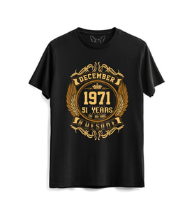 Vintage Gold Awesome Series December 1971 Siyah Tshirt