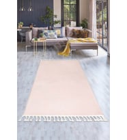 Dijidekor Peluş Halı Pembe Cool Düz Desenli Saçaklı Kesme Post Yolluk Kilim Salon Halısı Modelleri
