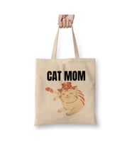 Cat Mom Gifts Kedi Annesi Beyaz Bez Çanta Uzun Saplı Alışveriş Çantası Plaj Çantası