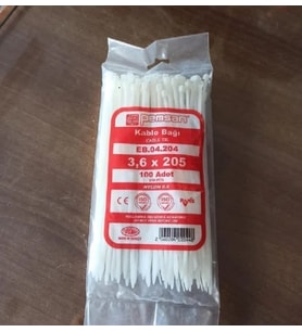 Pemsan 3.6X205 Plastik Cırt Kelepçe Kablo Bağı BEYAZ 100'Lu Paket