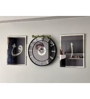 Aynalı Model 2 Li Elif-Vav Tablo ve Saat Seti (Gümüş)