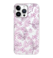 Apple iPhone 14 Pro Max Uyumlu Kapak Floral Pudra Tasarımlı Şeffaf Silikon Kılıf