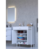 Eliusta Rose 85 cm Beyaz 1 Çekmeceli Banyo Mutfak Dolabı 4 Bölmeli 3 Raflı Çok Amaçlı Dolap 85x88x32,5 cm