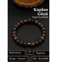 Kaplangözü Bileklik Kadın Erkek Doğal Taş Kaplangözü Bileklik 8 mm BT033 (Kahverengi-Siyah)