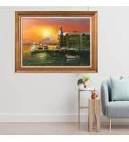 Altın Varaklı  Çerçeveli Paspartulu Tablo ndd980 (Gold)