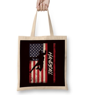 US American Flag Handball Player Handballer Ball Sports Team Bez Çanta Uzun Saplı