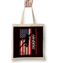US American Flag Handball Player Handballer Ball Sports Team Bez Çanta Uzun Saplı