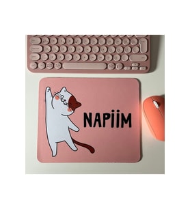 Sevimli Kedi Mouse Pad, 21x17 cm, Kaymaz Taban, Ev, Ofis ve Oyun için Rahat ve Yumuşak Mousepad