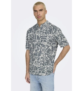 ONSBUD LIFE SS SLIM AOP VISC/LIN SHIRT (Açık Mavi)