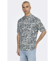ONSBUD LIFE SS SLIM AOP VISC/LIN SHIRT (Açık Mavi)