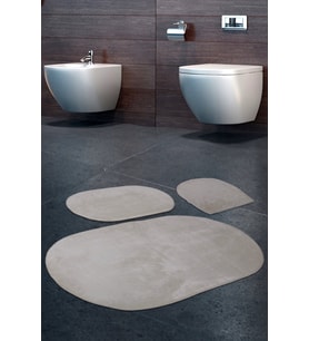 Rivora Krem 3'lü Banyo Halısı Paspası Seti Kaymaz Tabanlı Makinede Yıkanabilir