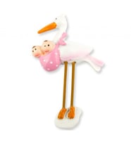 20 Adet Bebek ikiz leylekli pembe (2p-2m) pk1-