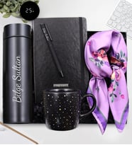 Kişiye Özel Dereceli Termos & Defter & Mat Kalem & Fular & Yıldız Kupa Hediye Seti