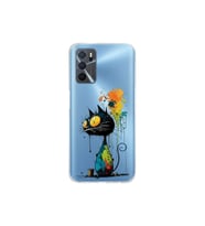 Oppo A16 ile Uyumlu Splash Kedi Tasarımlı Şeffaf Silikon Kılıf