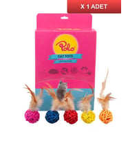 Polo Sargı Top Kedi Oyuncak Tüy Kuyruklu 4Cm 1 TANE (Karışık)