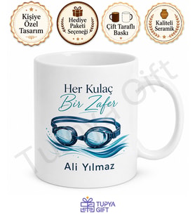 Yüzücüye Hediye Kişiye Özel Baskılı Kupa Bardak Yüzme Sporu Hediye