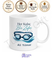 Yüzücüye Hediye Kişiye Özel Baskılı Kupa Bardak Yüzme Sporu Hediye