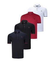 DÖRTLÜ SET T8586 DEWBERRY ERKEK T-SHIRT-SİYAH-BEYAZ-LACİVERT-BORDO