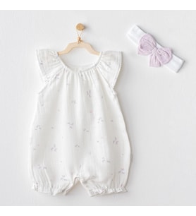 Andywawa Ac25573 Magical Butterfly Müslin Bebek Tulum Takım White