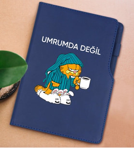 BK Gift Umrumda Değil Tasarımlı Lacivert Termo Deri Not Defteri 15x21cm-1