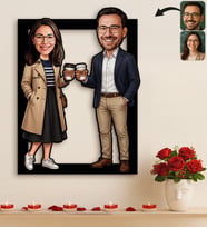 BK Gift Kişiye Özel Sevgili Karikatürlü 3D Ahşap Tablo -8, Fotoğraftan Karikatür, Sevgililer Günü Hediyesi, Ev Hediyesi