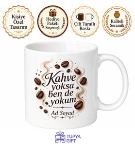 Kahve Delisi Kafein Espresso Çekirdek Uyanış Kupa Bardak Hediye