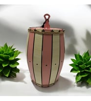 Ahşap Fıçı Kumbara  MDF Dekoratif Kumbara - El Yapımı MDF Kumbara  Dekoratif Kumbara (Bej - Pembe)