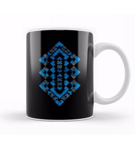 Navajo Geometric Tribal Pattern Earth Toned Tribal Kupa Bardak Porselen