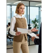 Kadın Kare Yaka İnce Askılı Dokuma Yelek Regular Boy Astarlı Düz Desen Fitted Kalıp Basic Siluet
