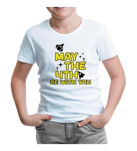 May the Fourth with Ships and Stars Beyaz Çocuk Tshirt