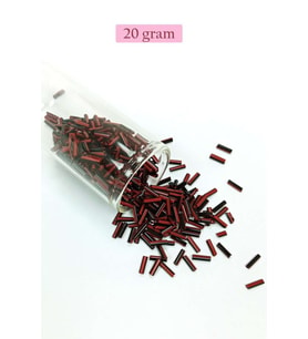 Uzun Boru Kesme Boncuk Çap 2mm Uzunluk 10 mm - 20 Gram - Kırmızı Siyah - BNC252