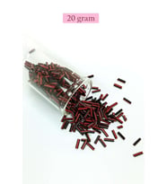 Uzun Boru Kesme Boncuk Çap 2mm Uzunluk 10 mm - 20 Gram - Kırmızı Siyah - BNC252