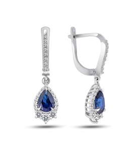 2.30 Karat Safir Pırlanta Küpe
