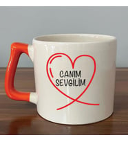 Canım Sevgilim Baskılı Turuncu Kulplu D Kupa