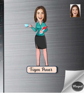 Kişiye Özel Öğretmen Kadın Ahşap Magnet -1