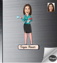 Kişiye Özel Öğretmen Kadın Ahşap Magnet -1