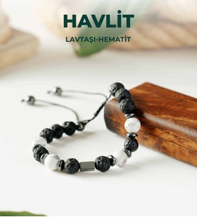 Luxtone Sertifikalı Havlit - Lavtaşı ve Hematit Makrome Bileklik Erkek Takı  LX2110BM