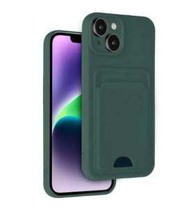 Apple İphone 14 Kılıf Kelvin Kartvizitli Silikon - Koyu Yeşil