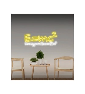 E=mc² Energy=milkxcoffee² Yazılı Neon Tabela