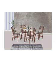 SİENA SABİT MASA VE AMERİKAN SANDALYE TAKIMI, CEVİZ, 90x90