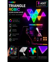 Triangle RGBIC Üçgen Duvar Apliği Telefon ve Kumanda Kontrollü Özelleştirilebilir 8 Parça