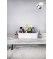 %100 Pamuk Beyaz Kadife Dikdörtgen Sepet 30x21x8 (Standart)