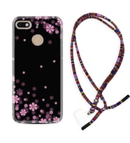 General Mobile GM8 Go GM9 GM20 Pro Plus Kılıf Boyun Asklı Rasta Silikon Black flowers 1391