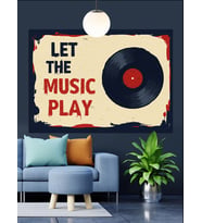 Plak Çal Müzik Retro Dekoratif Kanvas - Mdf Ahşap Tablo